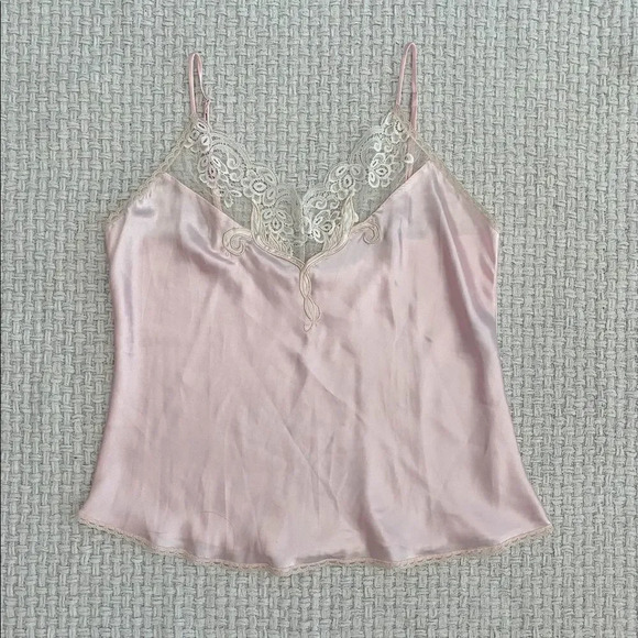 𝅺vintage Light Pink Satin Tank - Picture 2 of 5